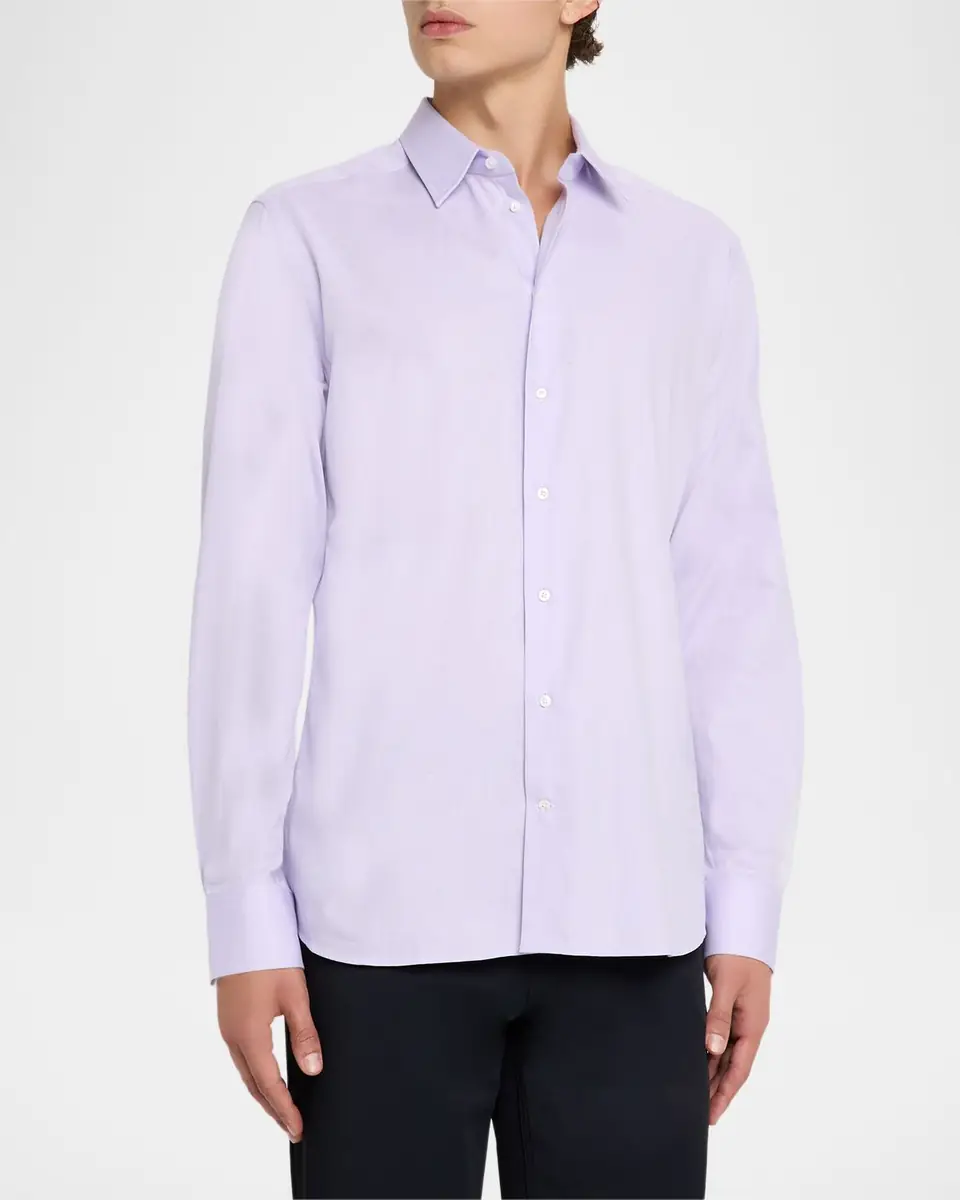 Emporio Armani Men's Cotton Micro-Texture Point Collar Dress Shirt | Thumbnail 3 Emporio Armani Men's Cotton Micro-Texture Point Collar Dress Shirt | Thumbnail 3