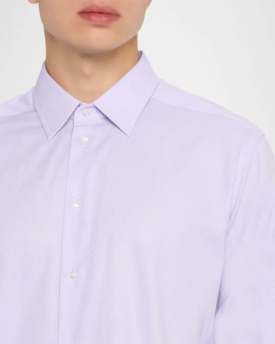 Emporio Armani Men's Cotton Micro-Texture Point Collar Dress Shirt | Thumbnail 4 Emporio Armani Men's Cotton Micro-Texture Point Collar Dress Shirt | Thumbnail 4
