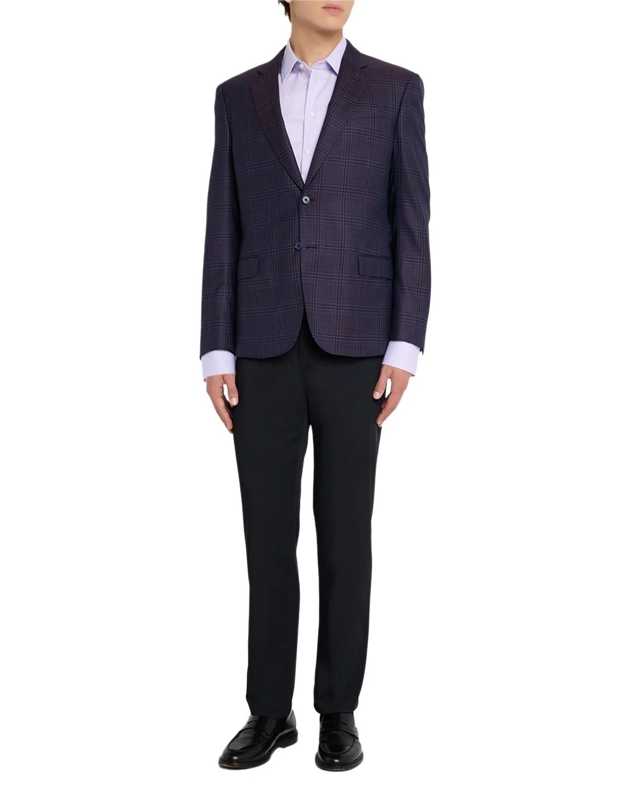 Men's Cotton Micro-Texture Point Collar Dress Shirt