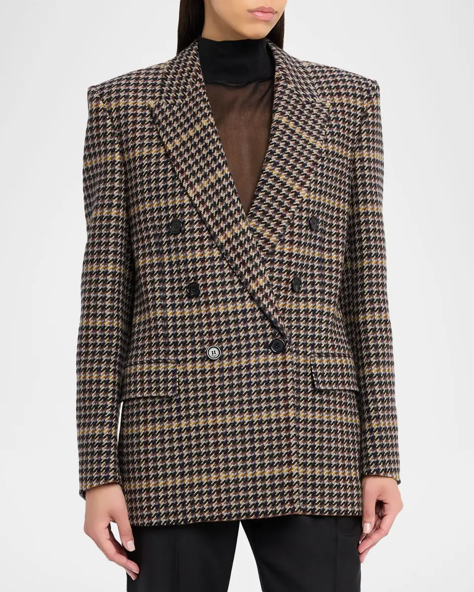 Saint Laurent Houndstooth Check Double-Breasted Jacket | Thumbnail 4 Saint Laurent Houndstooth Check Double-Breasted Jacket | Thumbnail 4