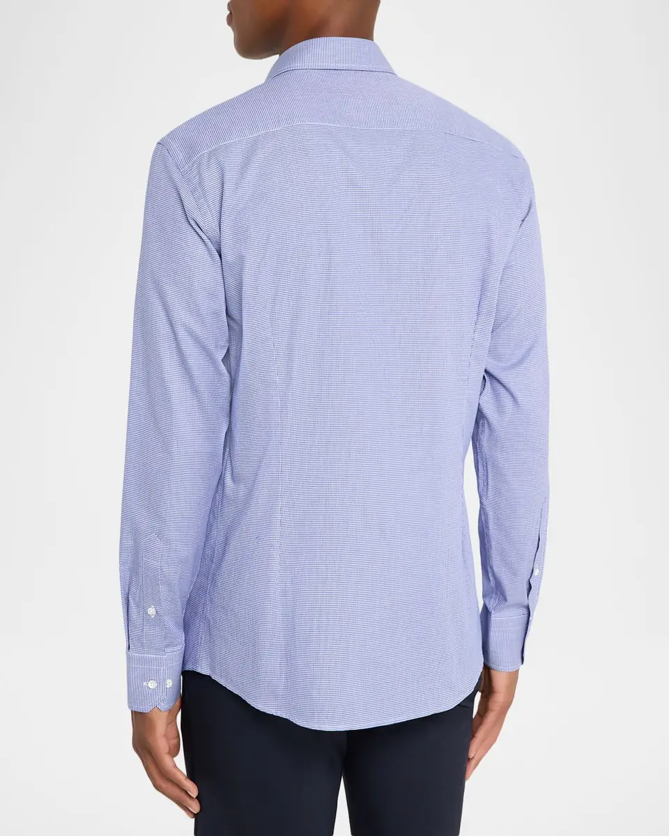 Emporio Armani Men's Cotton Micro-Houndstooth Classic Fit Sport Shirt | Thumbnail 2 Emporio Armani Men's Cotton Micro-Houndstooth Classic Fit Sport Shirt | Thumbnail 2