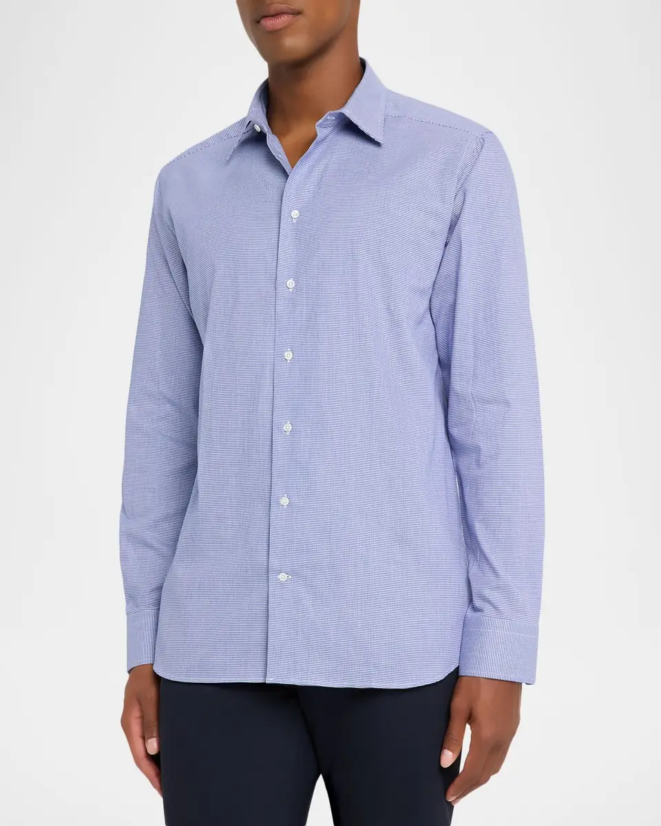Emporio Armani Men's Cotton Micro-Houndstooth Classic Fit Sport Shirt | Thumbnail 3 Emporio Armani Men's Cotton Micro-Houndstooth Classic Fit Sport Shirt | Thumbnail 3