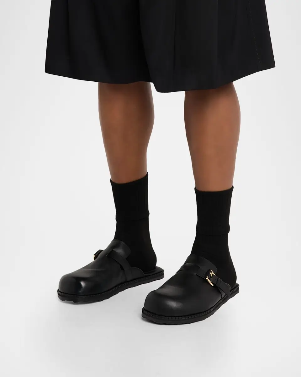 MOSCHINO Men's Sabot Leather Mules | Thumbnail 2