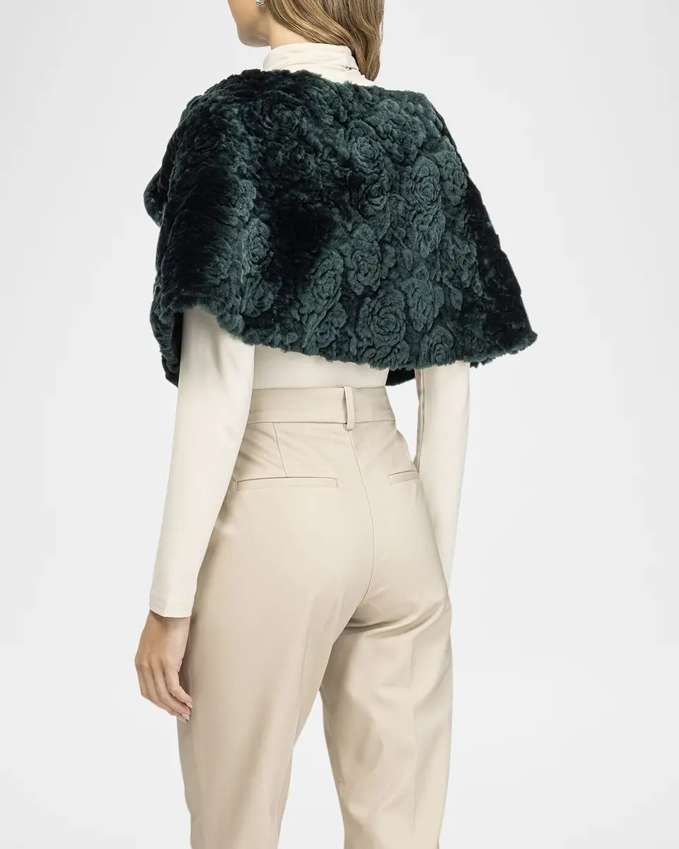 Gorski Rose Printed Select Lamb Shearling Capelet | Thumbnail 2 Gorski Rose Printed Select Lamb Shearling Capelet | Thumbnail 2