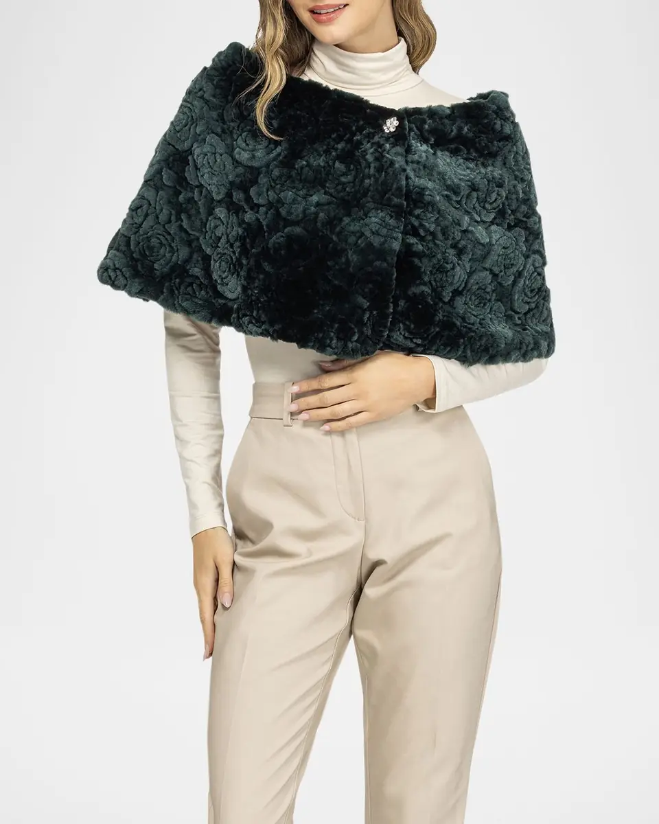 Gorski Rose Printed Select Lamb Shearling Capelet | Thumbnail 4 Gorski Rose Printed Select Lamb Shearling Capelet | Thumbnail 4