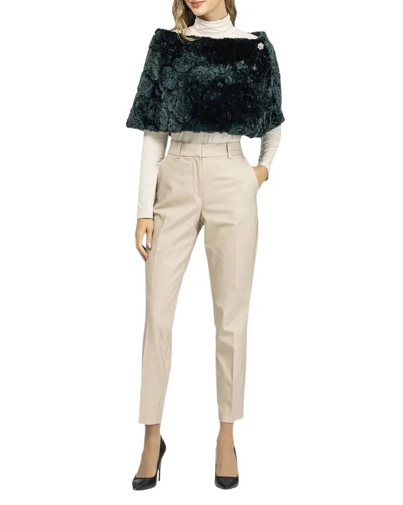 Gorski Rose Printed Select Lamb Shearling Capelet
