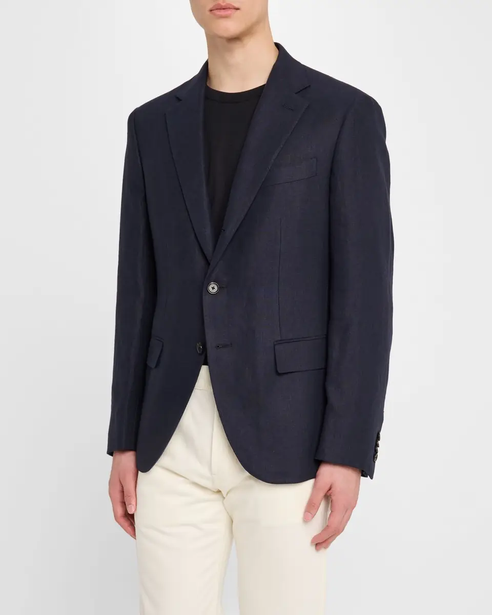 Loro Piana Men's Torino Linen Single-Breasted Sport Coat | Thumbnail 4
