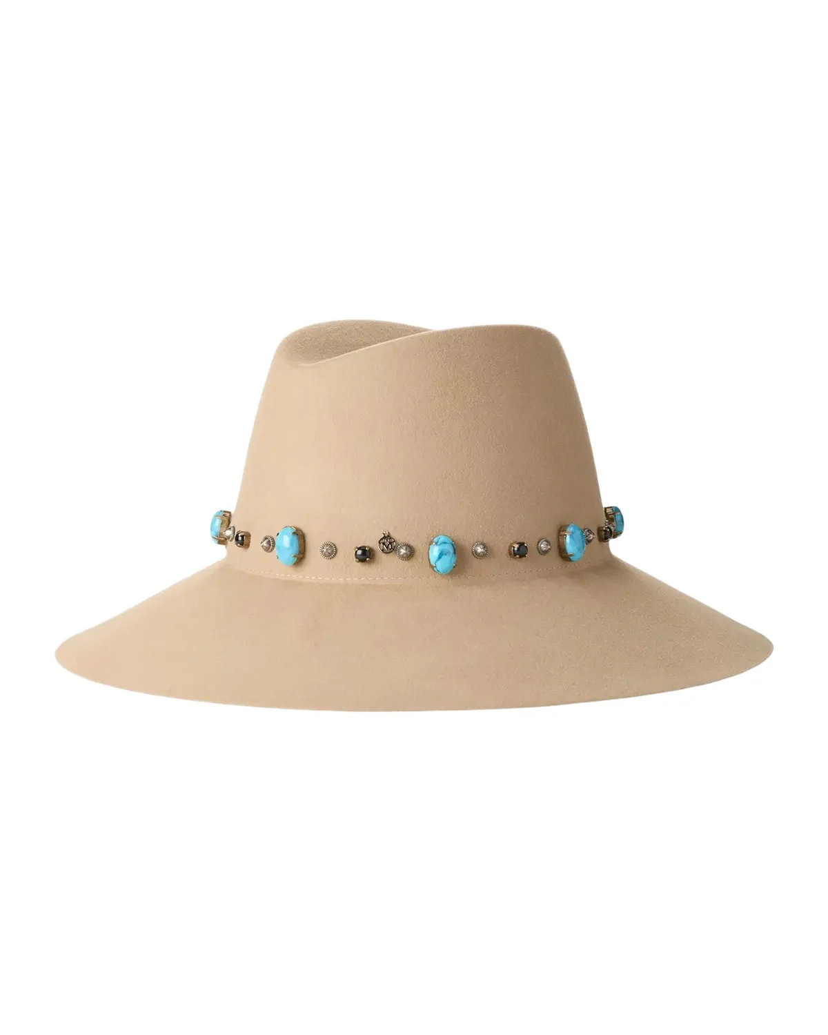 Kate Turquoise & Stone Studded Wool Felt Hat Kate Turquoise & Stone Studded Wool Felt Hat