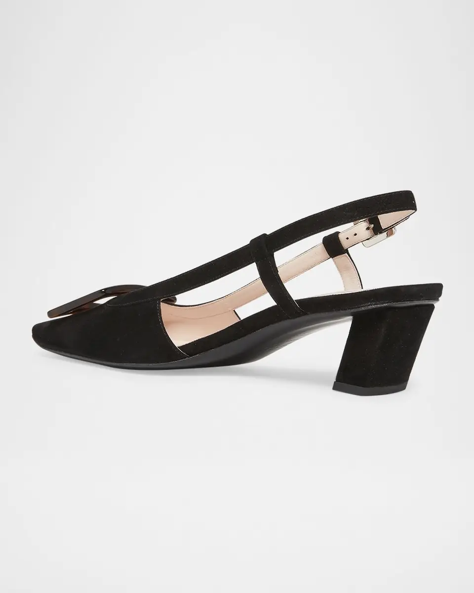 Roger Vivier Belle Vivier Suede Turtle Slingback Pumps | Thumbnail 2 Roger Vivier Belle Vivier Suede Turtle Slingback Pumps | Thumbnail 2