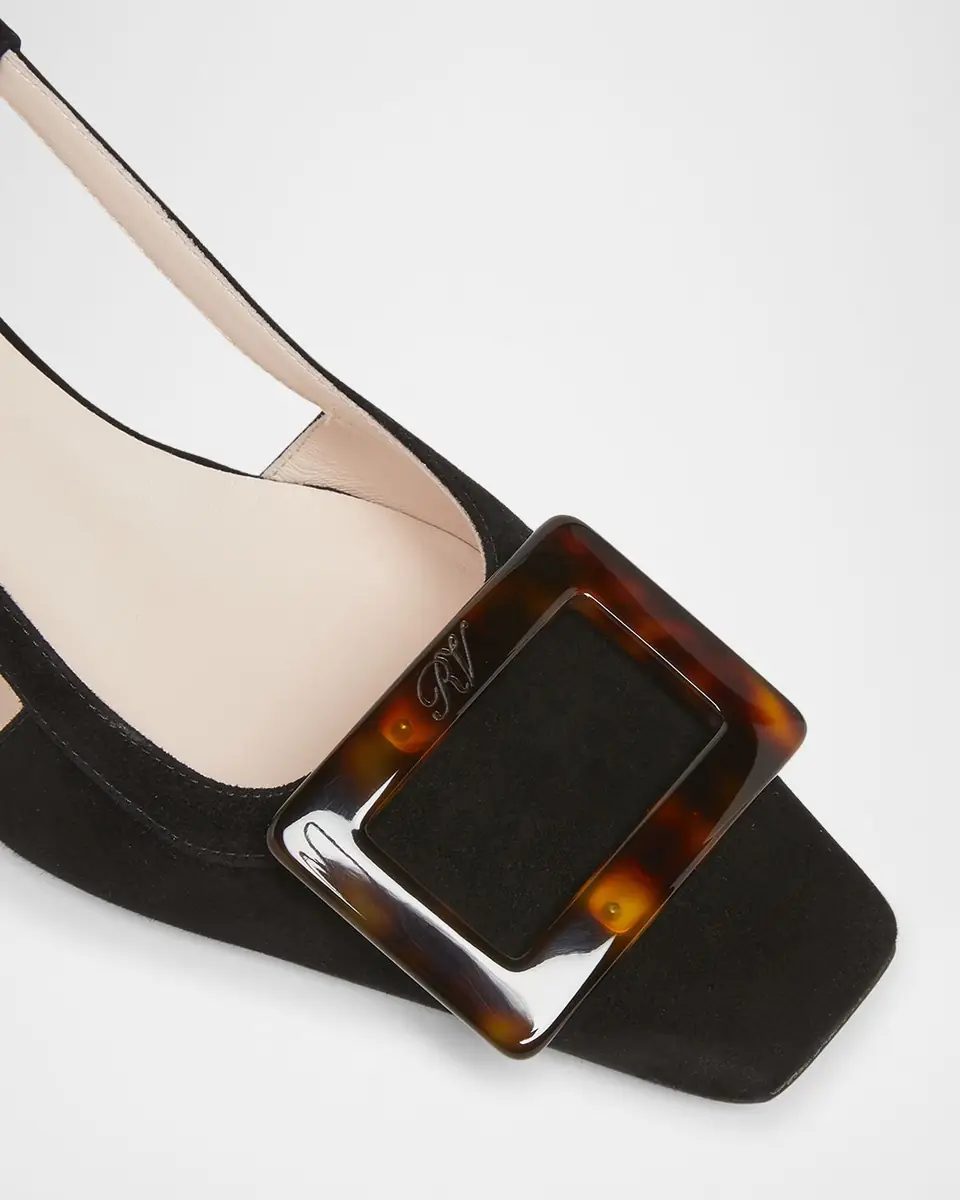 Roger Vivier Belle Vivier Suede Turtle Slingback Pumps | Thumbnail 3 Roger Vivier Belle Vivier Suede Turtle Slingback Pumps | Thumbnail 3