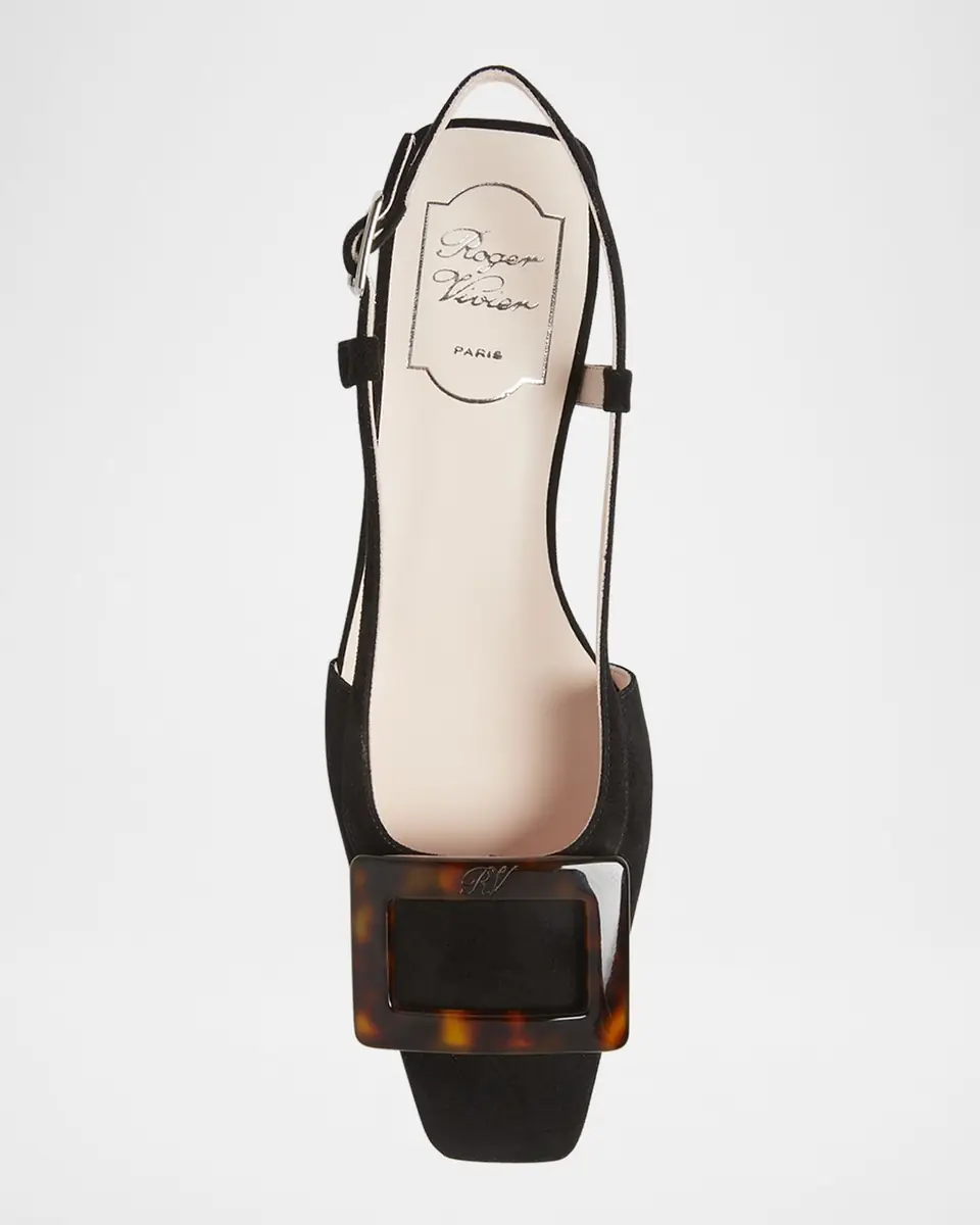 Roger Vivier Belle Vivier Suede Turtle Slingback Pumps | Thumbnail 4 Roger Vivier Belle Vivier Suede Turtle Slingback Pumps | Thumbnail 4