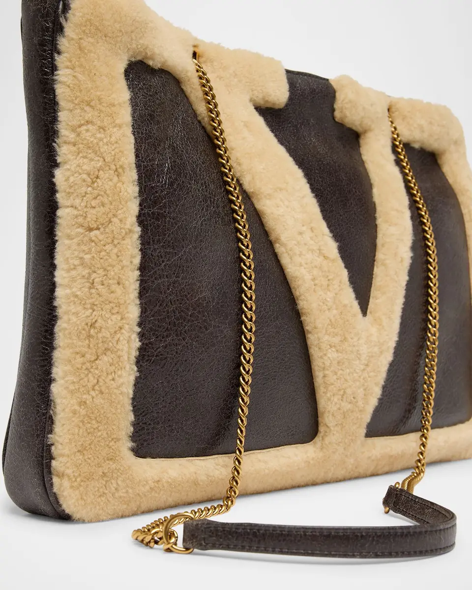 Valentino Garavani Viva Superstar Large Shearling VLogo Tote Bag | Thumbnail 6 Valentino Garavani Viva Superstar Large Shearling VLogo Tote Bag | Thumbnail 6