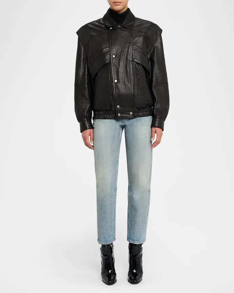 Saint Laurent Leather Bomber Jacket | Thumbnail 2 Saint Laurent Leather Bomber Jacket | Thumbnail 2