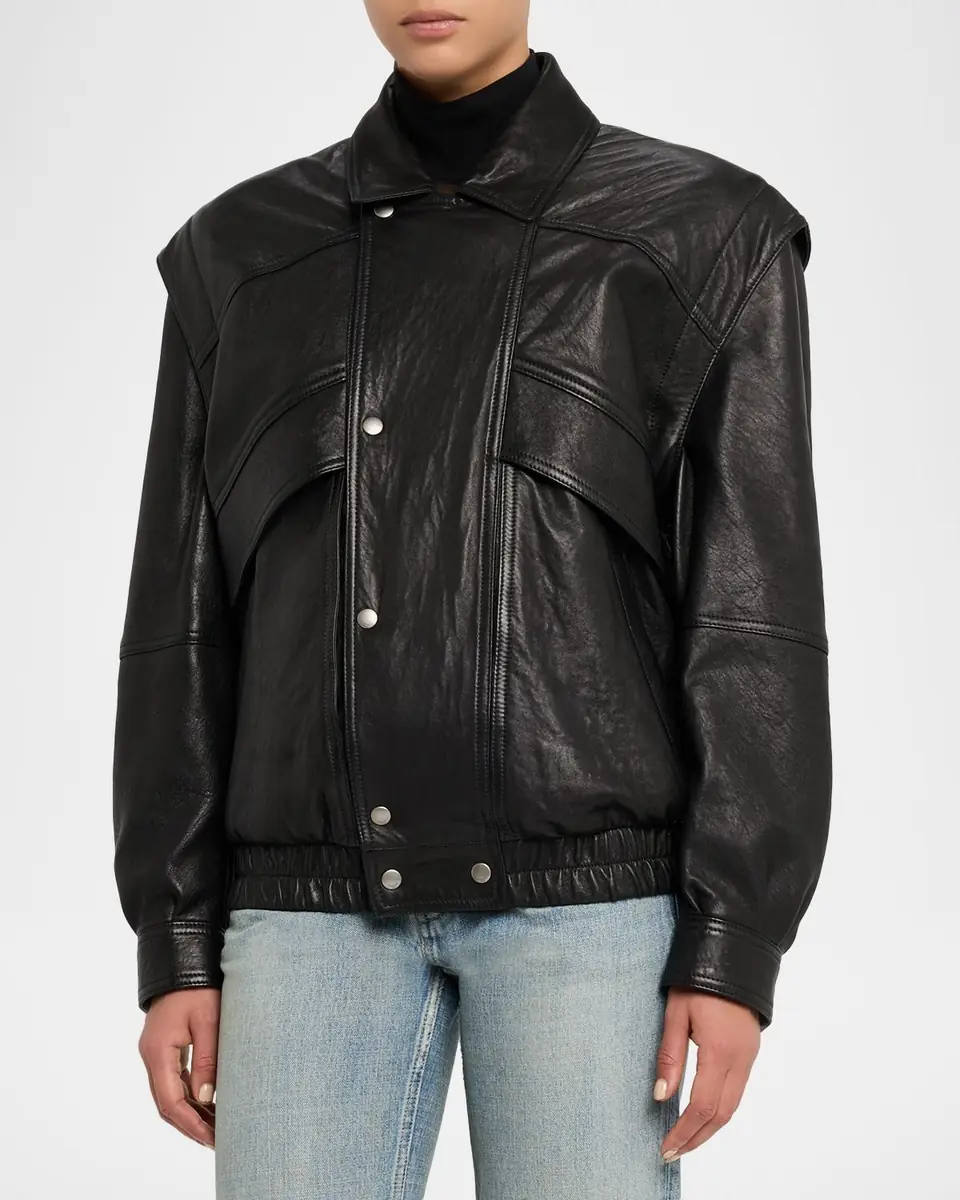 Saint Laurent Leather Bomber Jacket | Thumbnail 4 Saint Laurent Leather Bomber Jacket | Thumbnail 4