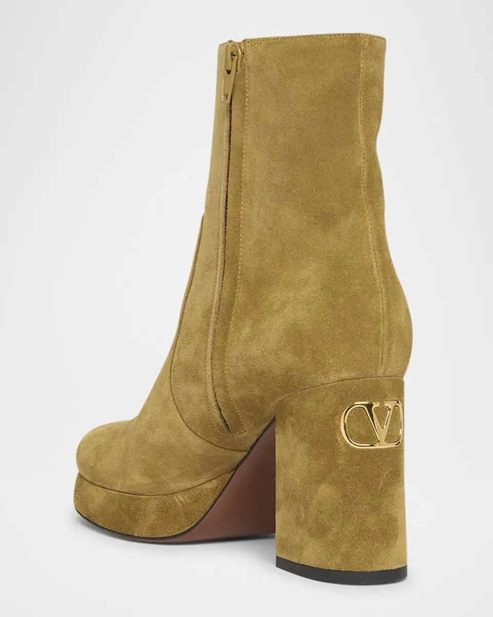Valentino Garavani 90mm VLogo Suede Platform Ankle Boots | Thumbnail 2