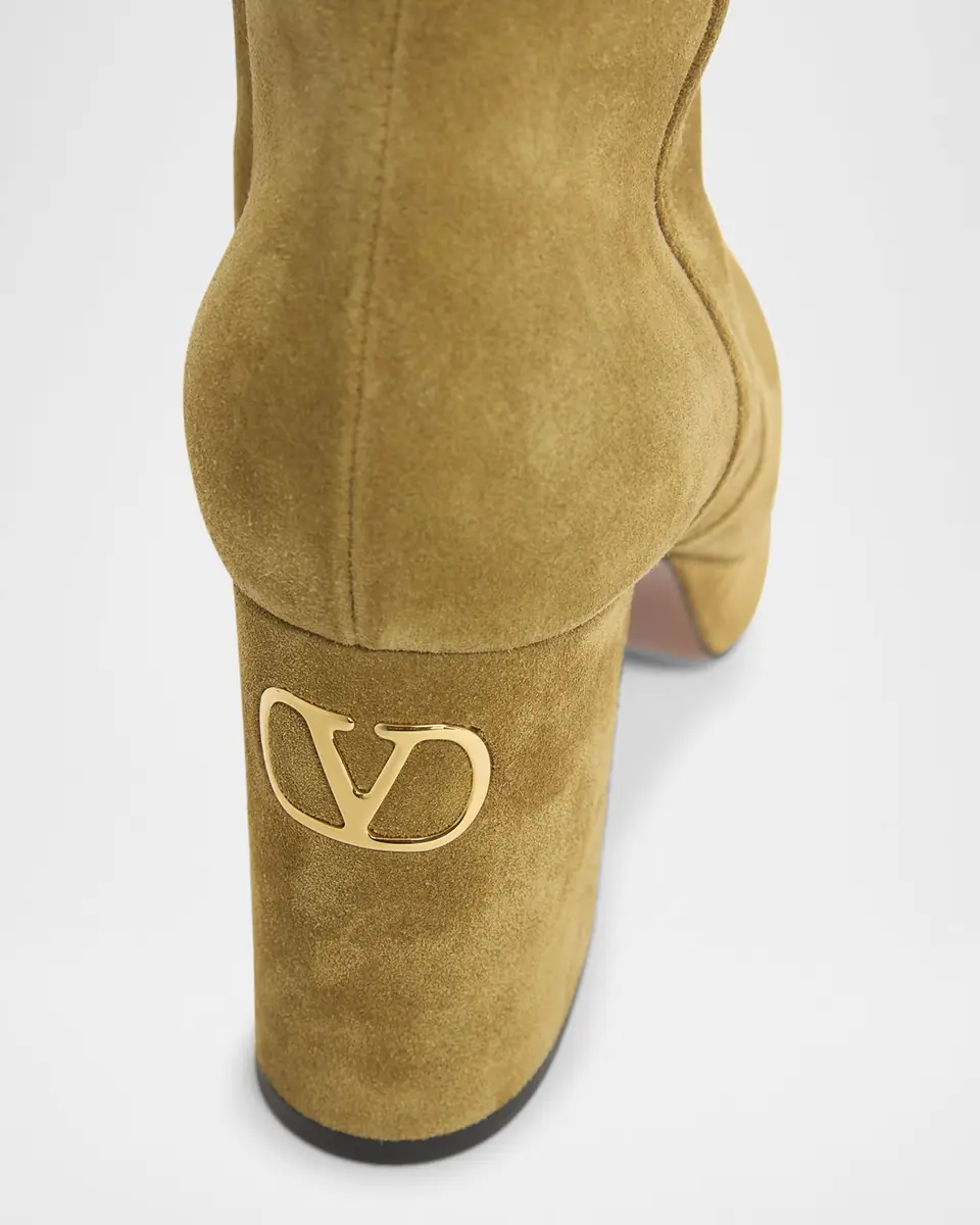 Valentino Garavani 90mm VLogo Suede Platform Ankle Boots | Thumbnail 3