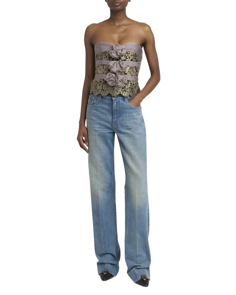 Valentino Garavani Mid-Rise Wide-Leg Denim Jeans | Image 1 Valentino Garavani Mid-Rise Wide-Leg Denim Jeans | Image 1