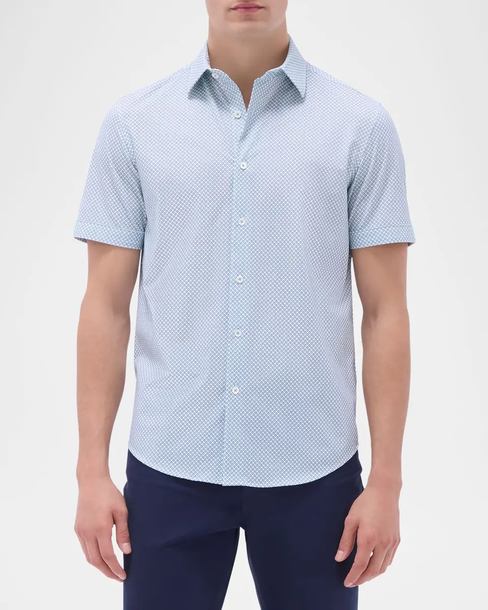 Bugatchi Men's Miles OoohCotton Geometric Short-Sleeve Shirt | Thumbnail 3
