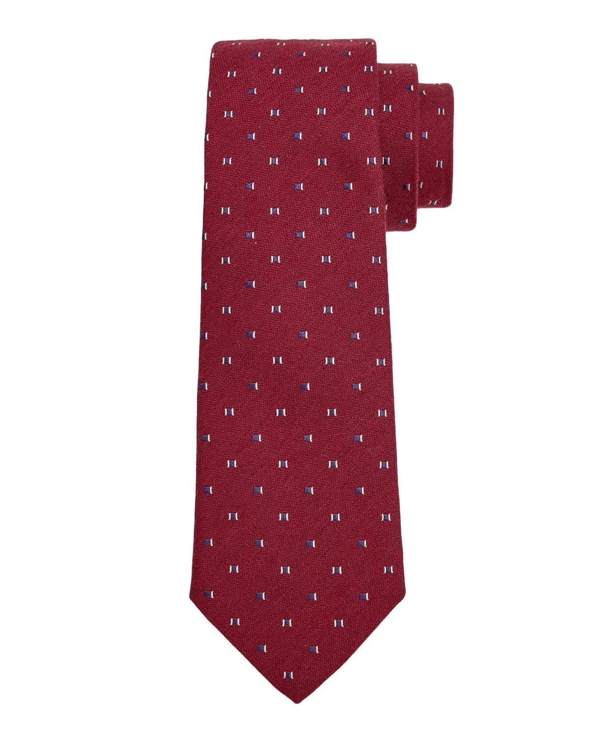 Men's Bordeaux Micro-Jacquard Silk and Wool Tie