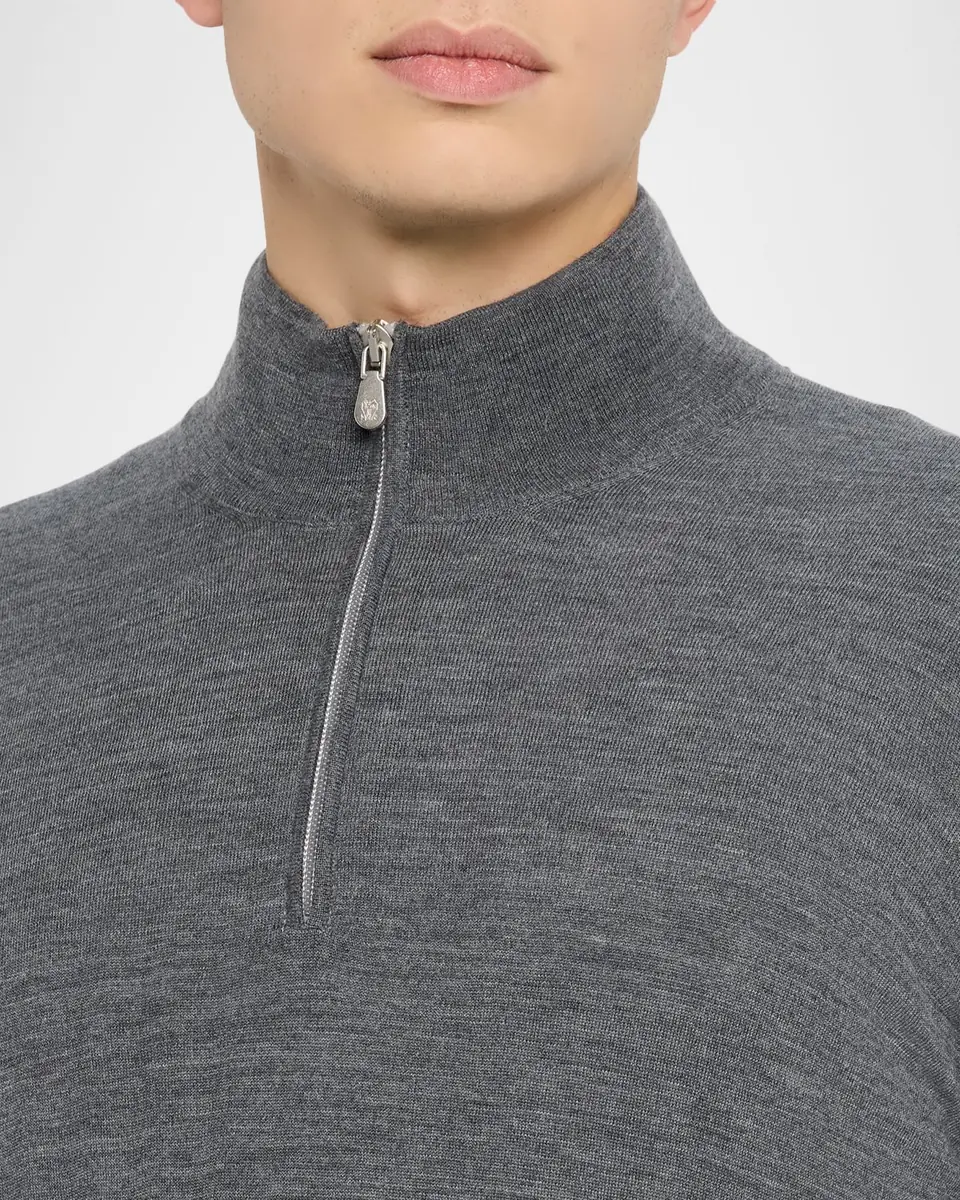 Brunello Cucinelli Men's Wool-Cashmere Half Zip Pullover Sweater | Thumbnail 4 Brunello Cucinelli Men's Wool-Cashmere Half Zip Pullover Sweater | Thumbnail 4