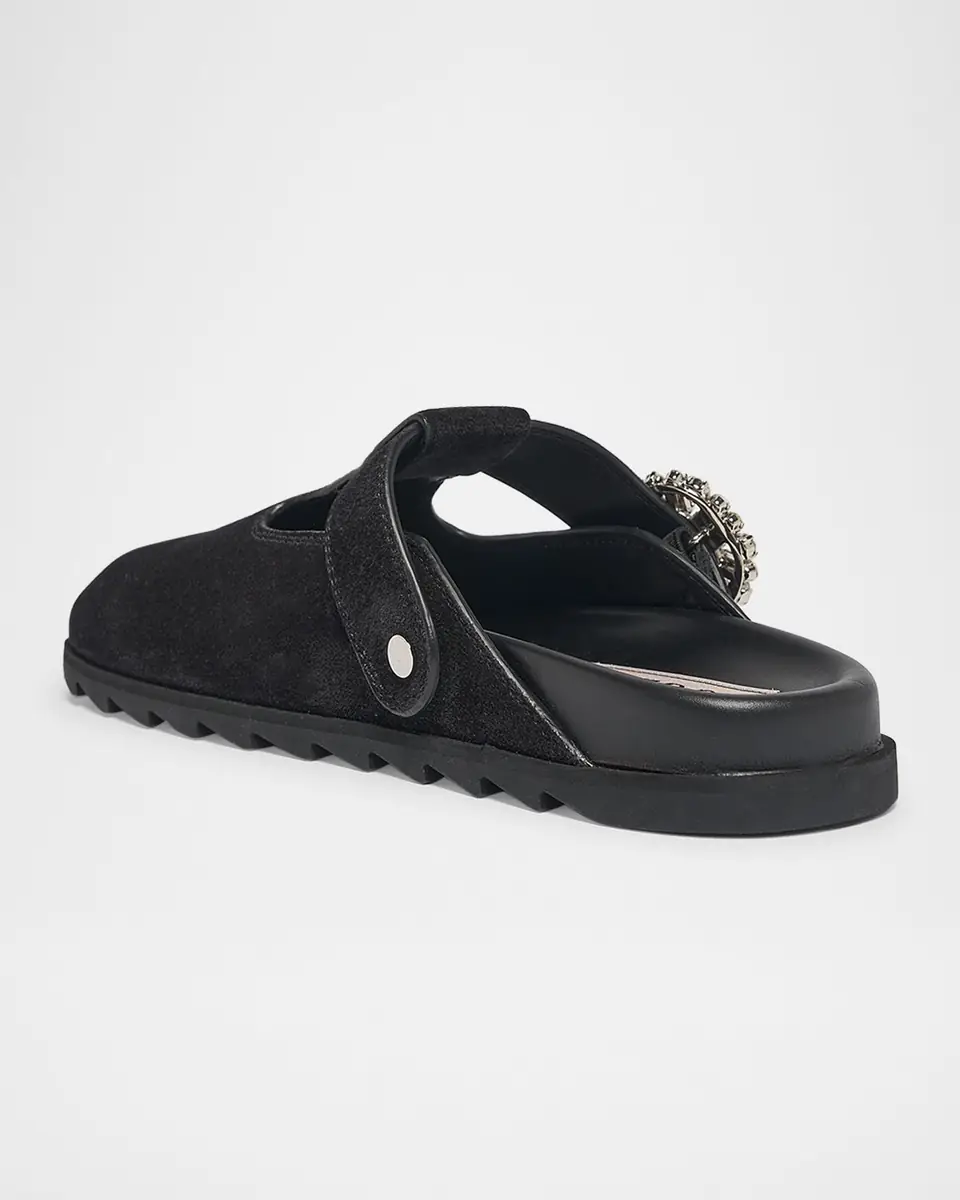 Roger Vivier Slidy Viv Suede T-Strap Mules | Thumbnail 2 Roger Vivier Slidy Viv Suede T-Strap Mules | Thumbnail 2