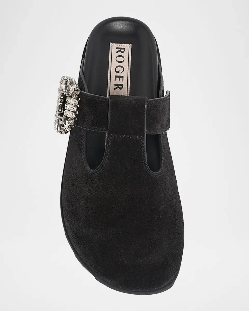 Roger Vivier Slidy Viv Suede T-Strap Mules | Thumbnail 4 Roger Vivier Slidy Viv Suede T-Strap Mules | Thumbnail 4