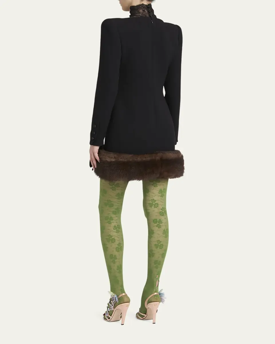 Valentino Garavani Turtleneck Long-Sleeve Sheep Shearling-Trim Mini Dress | Thumbnail 7