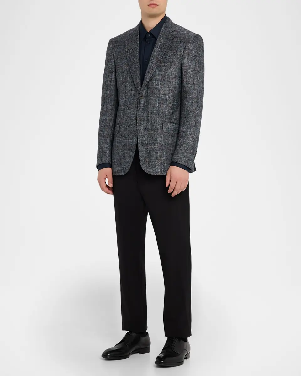 Emporio Armani Men's G Line Blurred Plaid Wool Sports Jacket | Thumbnail 2 Emporio Armani Men's G Line Blurred Plaid Wool Sports Jacket | Thumbnail 2