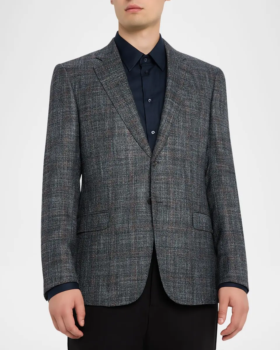 Emporio Armani Men's G Line Blurred Plaid Wool Sports Jacket | Thumbnail 4 Emporio Armani Men's G Line Blurred Plaid Wool Sports Jacket | Thumbnail 4