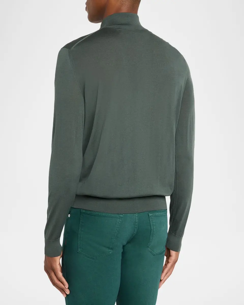 Kiton Men's Wool Half-Zip Sweater | Thumbnail 2 Kiton Men's Wool Half-Zip Sweater | Thumbnail 2