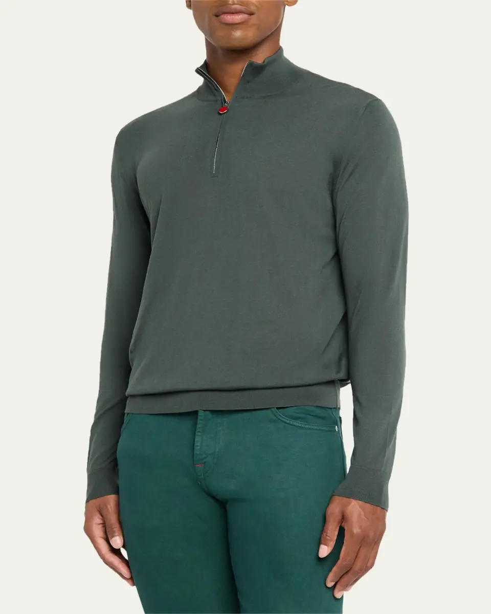 Kiton Men's Wool Half-Zip Sweater | Thumbnail 8 Kiton Men's Wool Half-Zip Sweater | Thumbnail 8