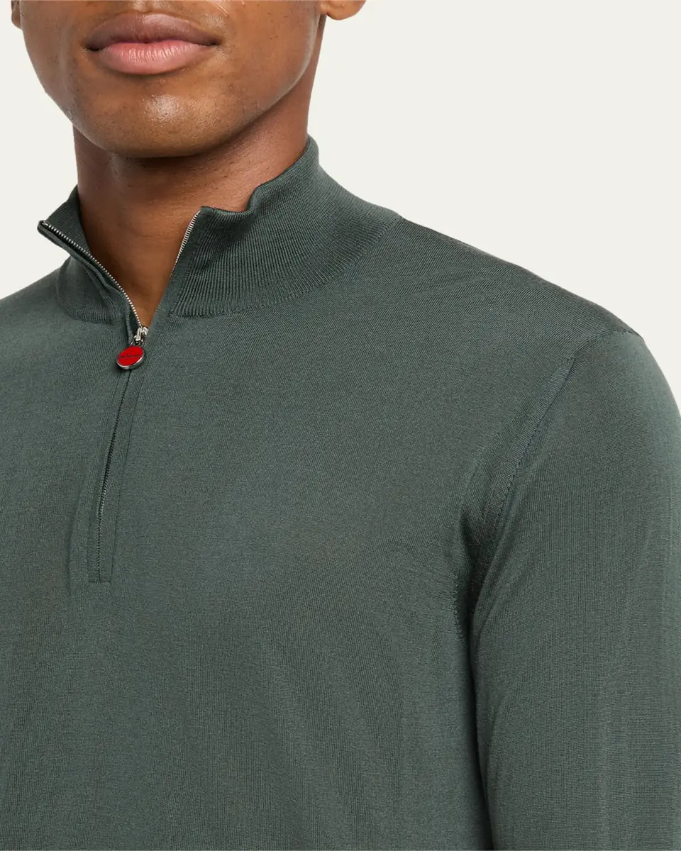 Kiton Men's Wool Half-Zip Sweater | Thumbnail 9 Kiton Men's Wool Half-Zip Sweater | Thumbnail 9