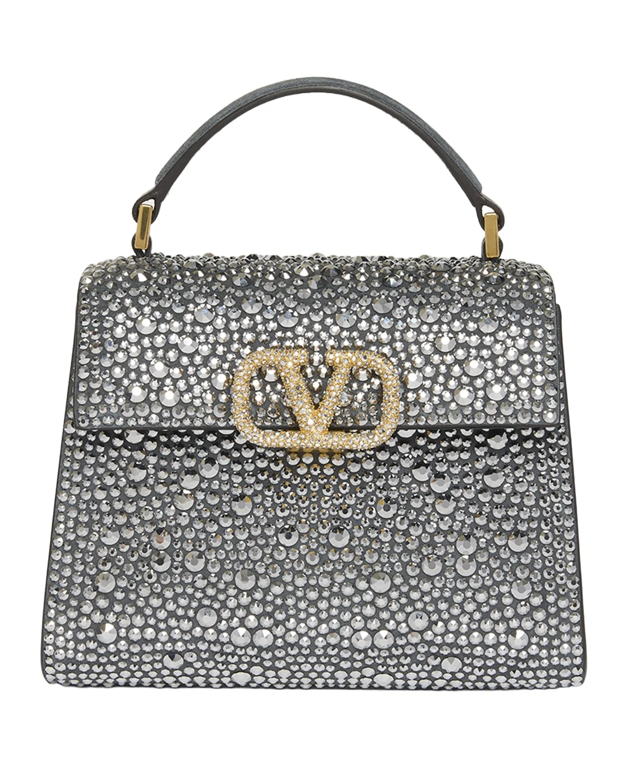VSling Mini Rhinestone Suede Top-Handle Bag VSling Mini Rhinestone Suede Top-Handle Bag