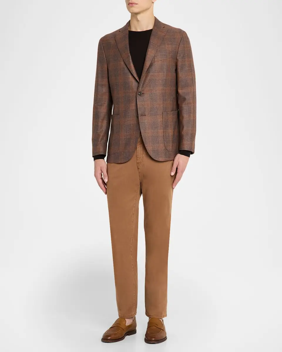 Boglioli Men's Wool, Silk, and Linen Plaid Two-Button Blazer | Thumbnail 2 Boglioli Men's Wool, Silk, and Linen Plaid Two-Button Blazer | Thumbnail 2