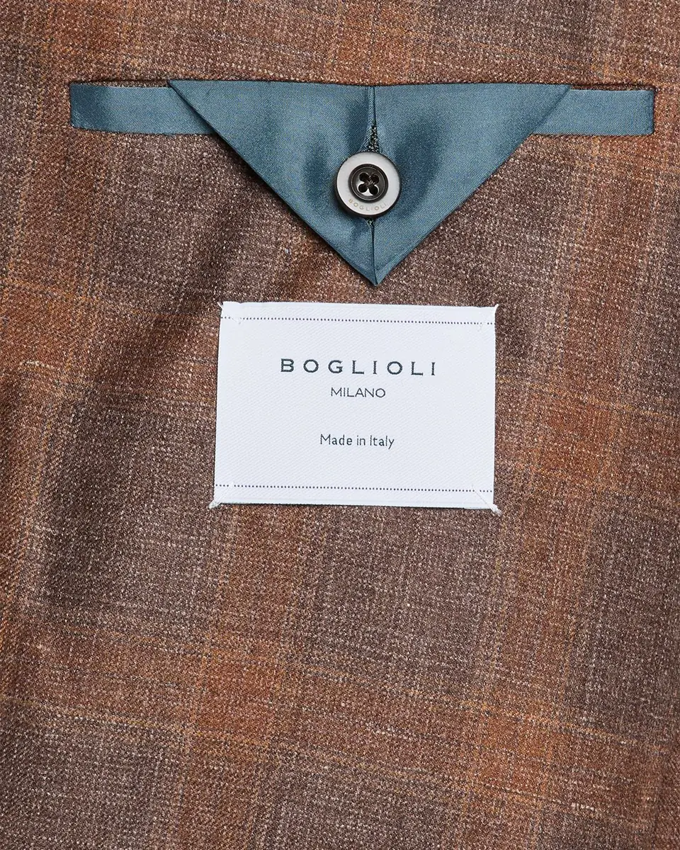 Boglioli Men's Wool, Silk, and Linen Plaid Two-Button Blazer | Thumbnail 6 Boglioli Men's Wool, Silk, and Linen Plaid Two-Button Blazer | Thumbnail 6
