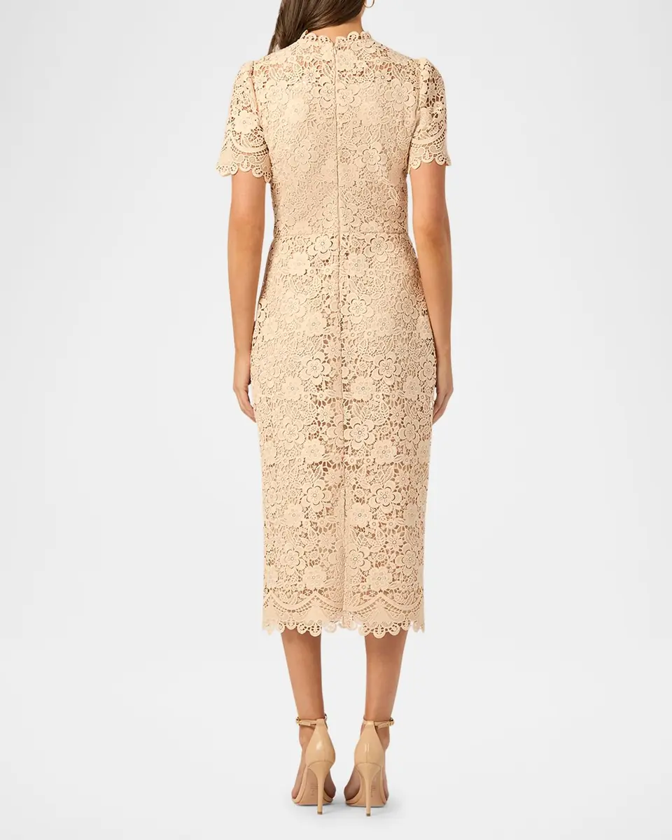 Shoshanna Vivienne Scalloped Floral Lace Midi Dress | Thumbnail 3