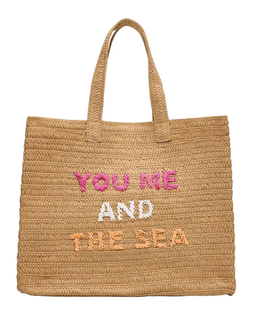 BTB Los Angeles You Me And The Sea Woven Straw Tote Bag | Image 1 BTB Los Angeles You Me And The Sea Woven Straw Tote Bag | Image 1