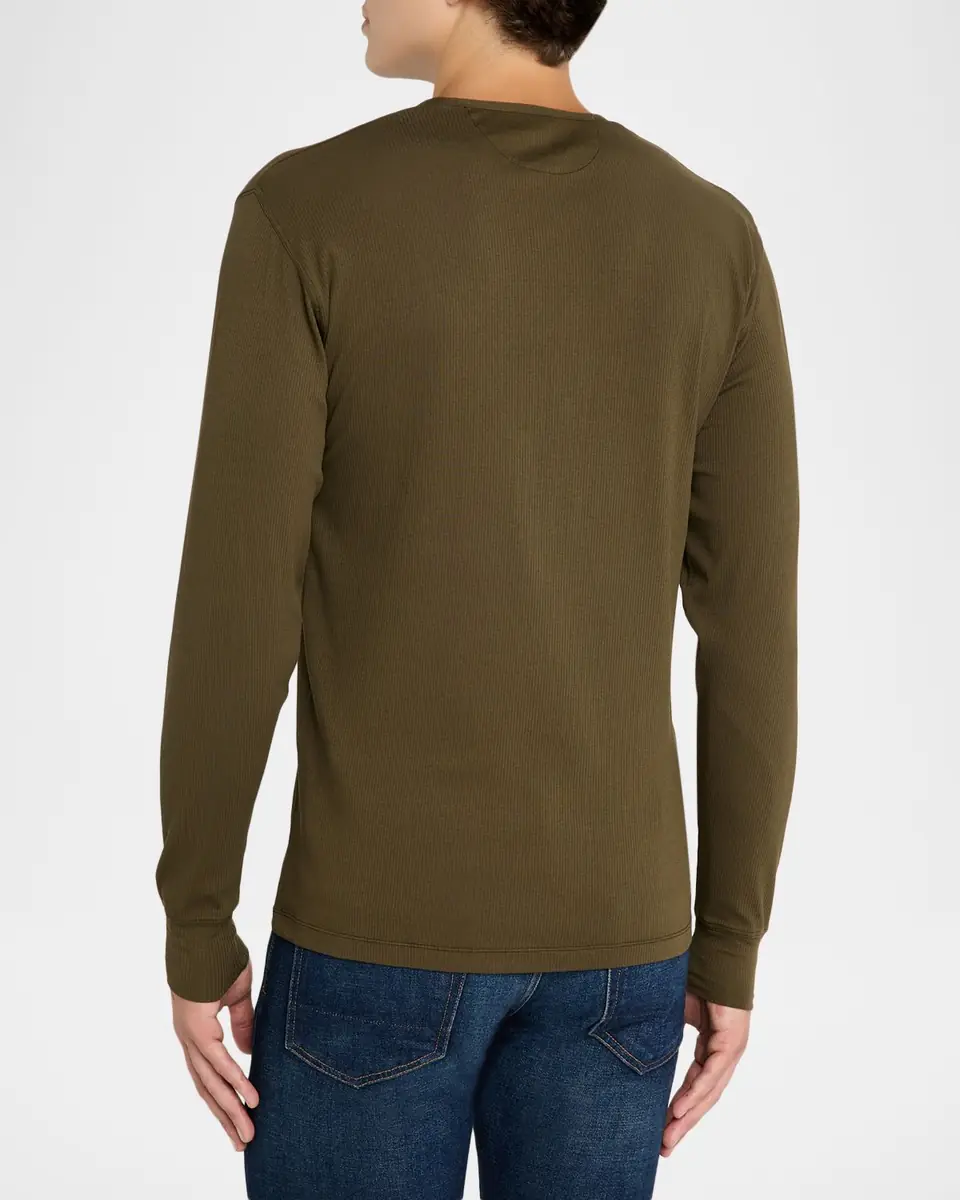 TOM FORD Men's Ribbed Long-Sleeve Henley Tee | Thumbnail 2 TOM FORD Men's Ribbed Long-Sleeve Henley Tee | Thumbnail 2