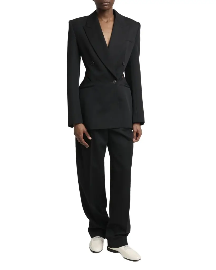 Slash Cutout Double-Breasted Blazer Jacket Slash Cutout Double-Breasted Blazer Jacket