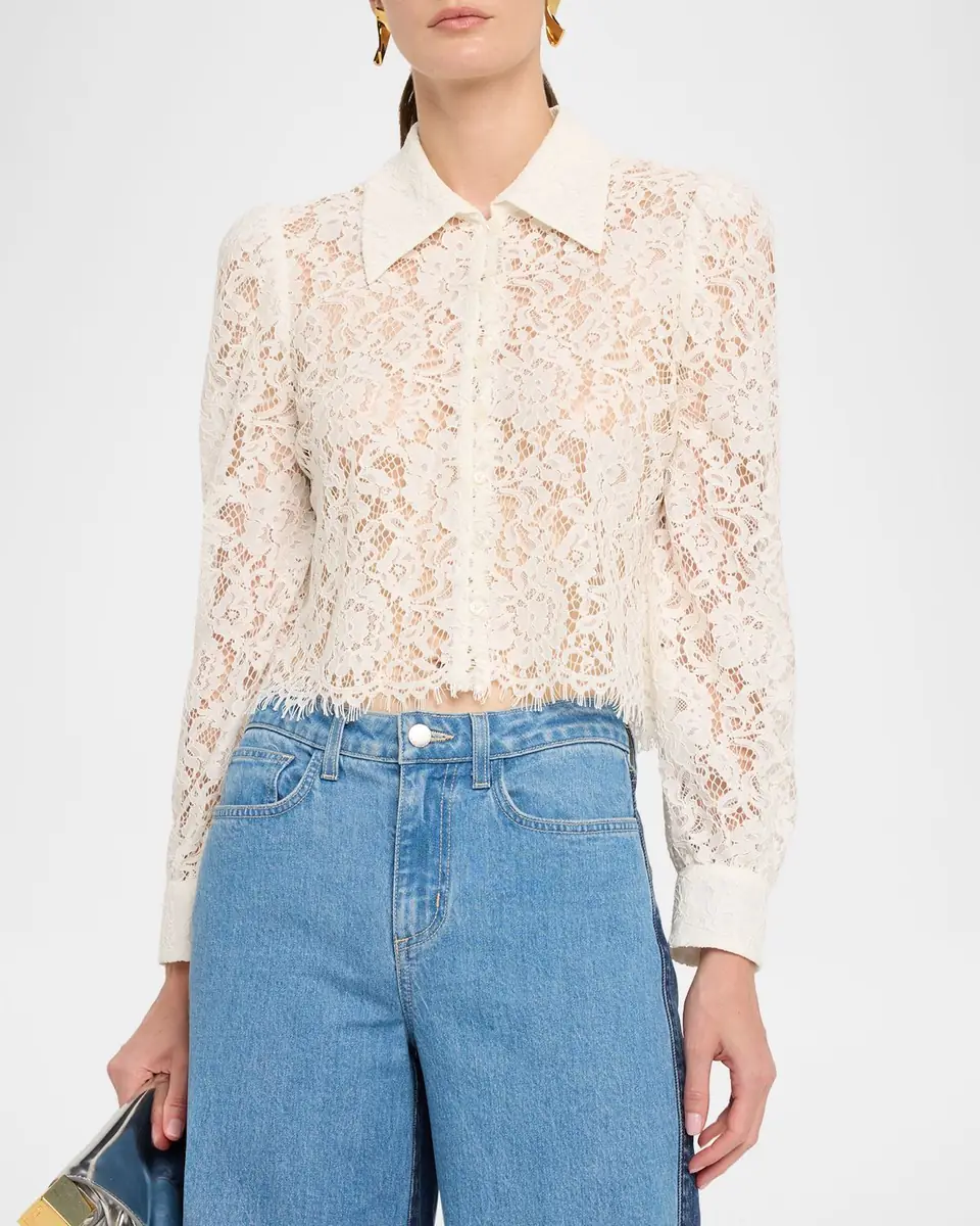 L'Agence Anita Floral Lace Button-Front Blouse | Thumbnail 3 L'Agence Anita Floral Lace Button-Front Blouse | Thumbnail 3