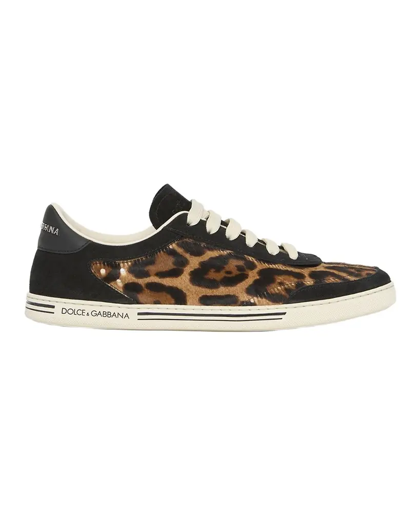 Dolce & Gabbana Leopard Calf Hair and Suede Low-Top Sneakers | Image 1 Dolce & Gabbana Leopard Calf Hair and Suede Low-Top Sneakers | Image 1