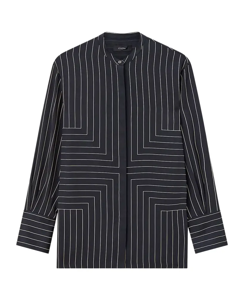 Joseph Athena Geometric Striped Blouse | Image 1 Joseph Athena Geometric Striped Blouse | Image 1