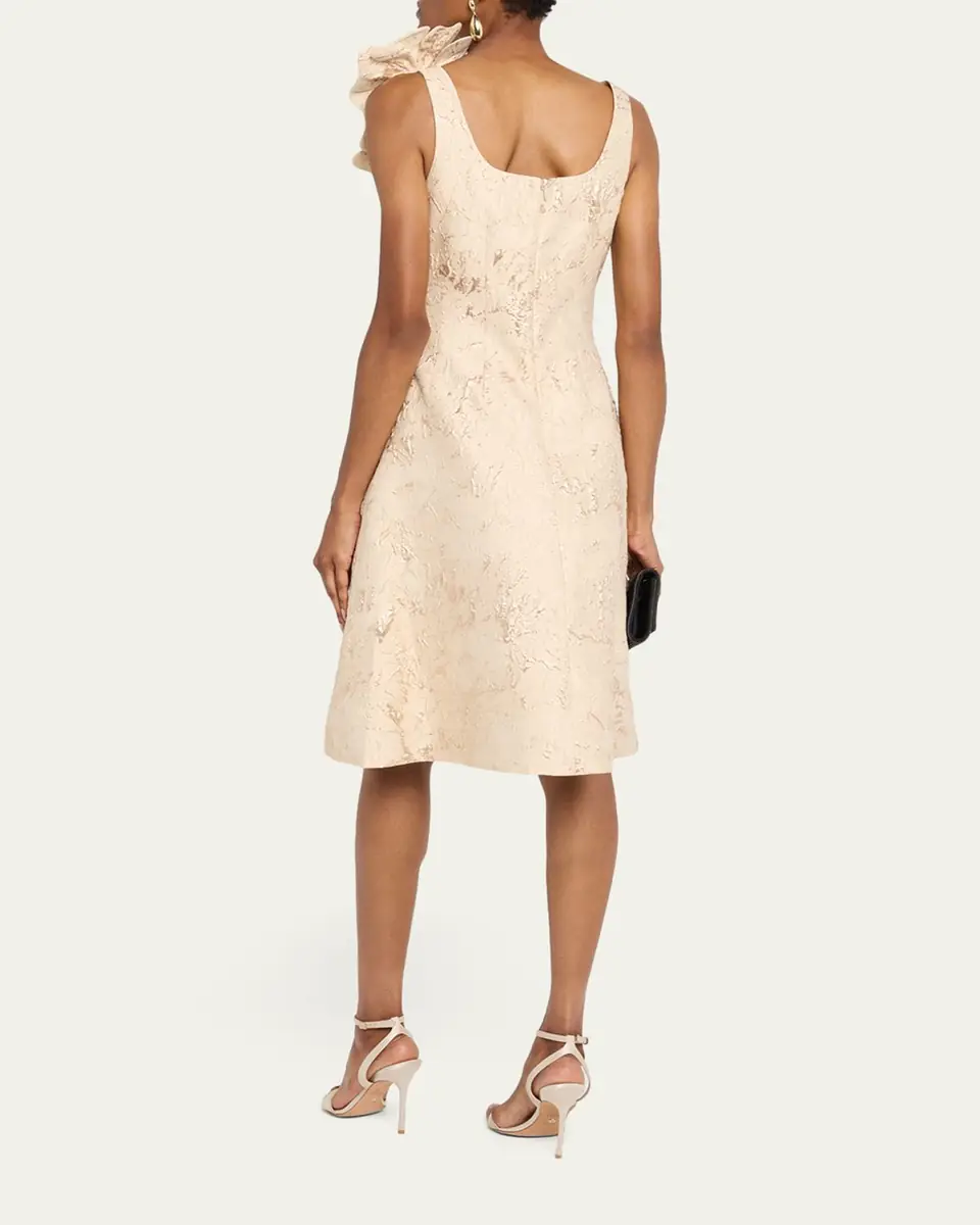 Rickie Freeman for Teri Jon Floral Applique Metallic Jacquard Dress | Thumbnail 3 Rickie Freeman for Teri Jon Floral Applique Metallic Jacquard Dress | Thumbnail 3