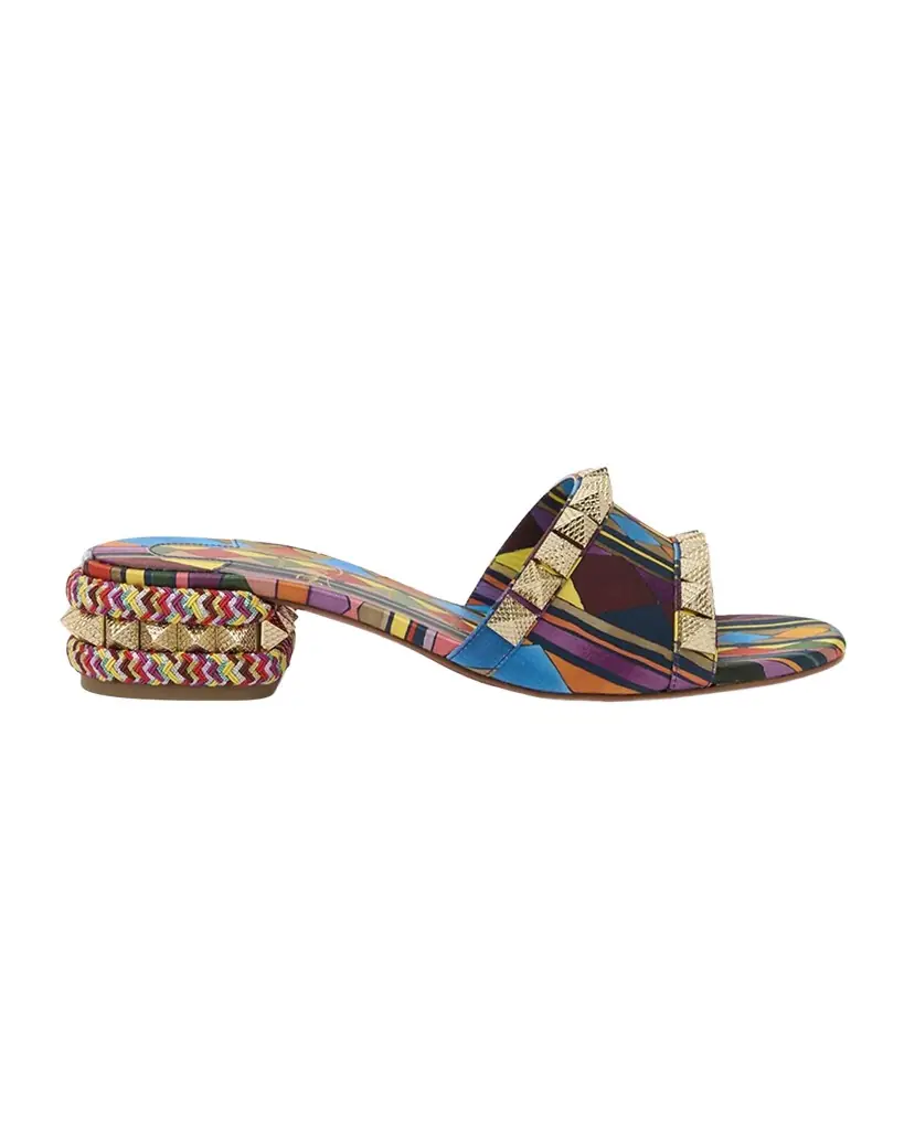 Christian Louboutin 30mm Pyramule Satin Spike Sandals | Image 1 Christian Louboutin 30mm Pyramule Satin Spike Sandals | Image 1