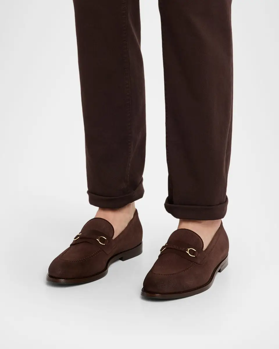 Brunello Cucinelli Men's Oiled Suede Bit Loafers | Thumbnail 2