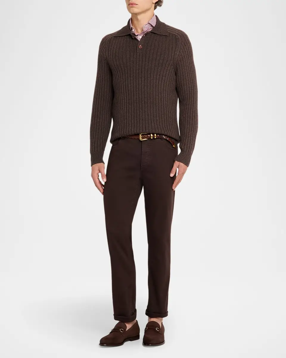 Brunello Cucinelli Men's Oiled Suede Bit Loafers | Thumbnail 3