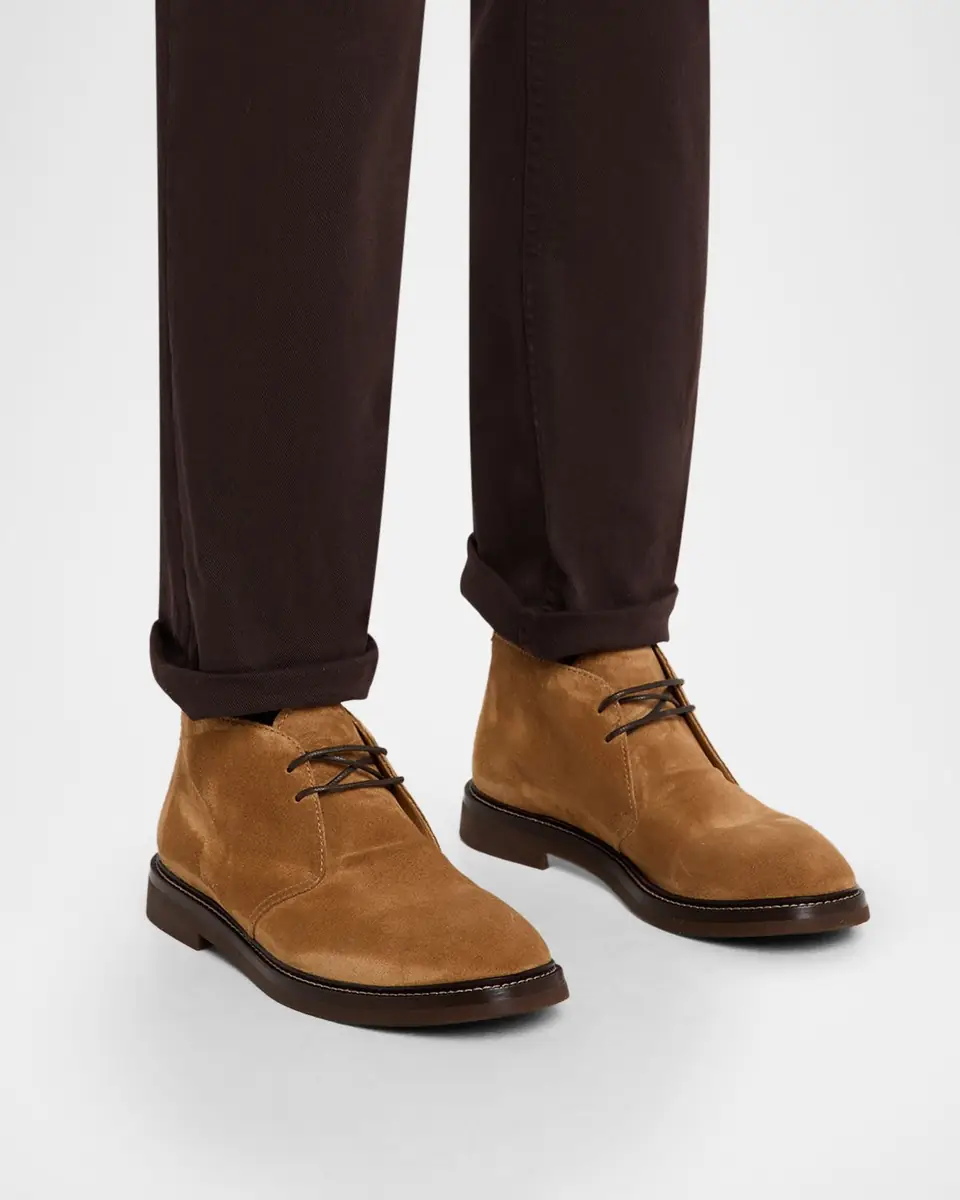 Brunello Cucinelli Men's Suede Rubber-Sole Chukka Boots | Thumbnail 2