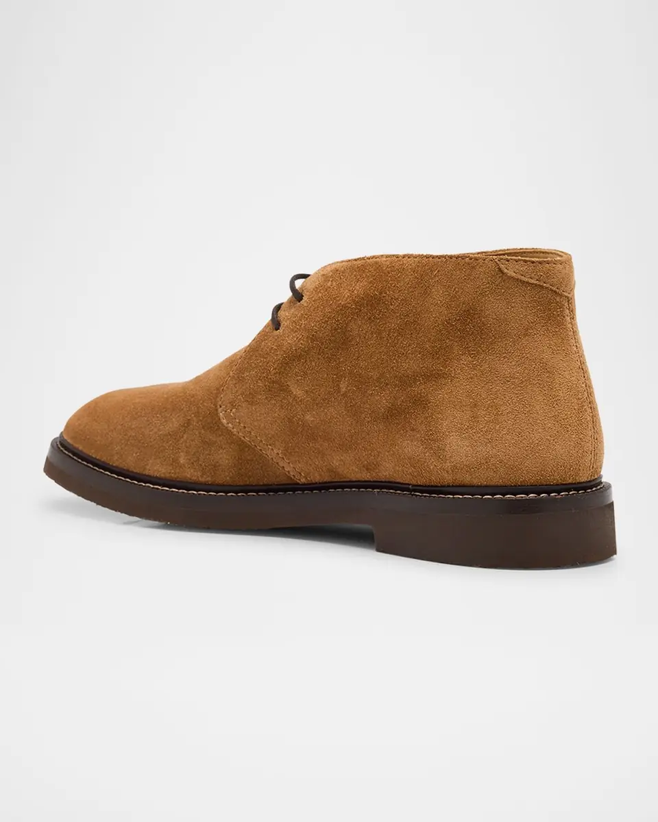 Brunello Cucinelli Men's Suede Rubber-Sole Chukka Boots | Thumbnail 4
