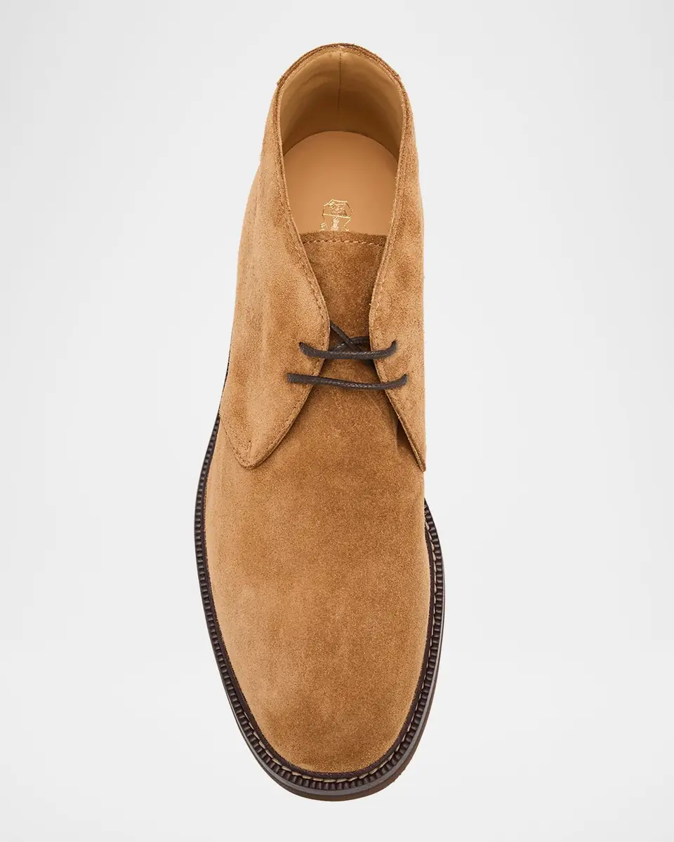 Brunello Cucinelli Men's Suede Rubber-Sole Chukka Boots | Thumbnail 6