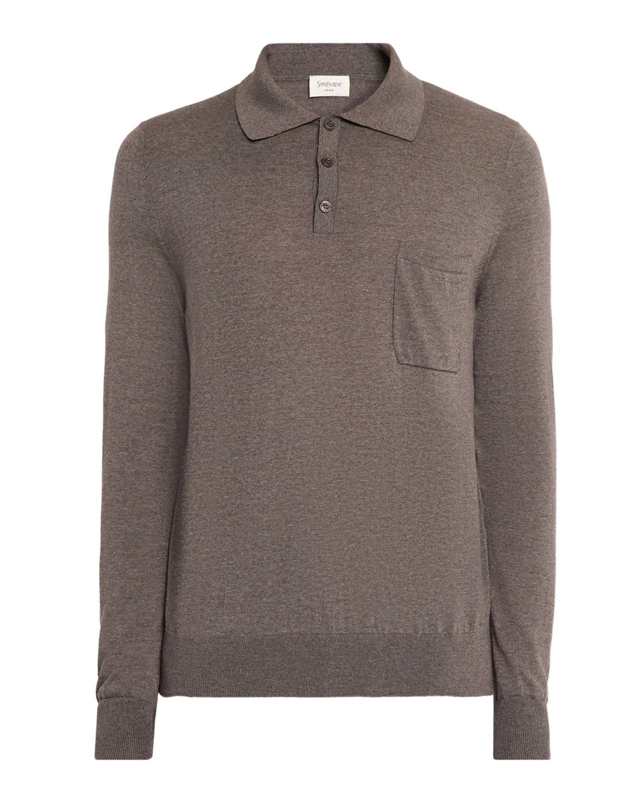 Saint Laurent Men's Fine Wool Knit Pocket Polo Sweater